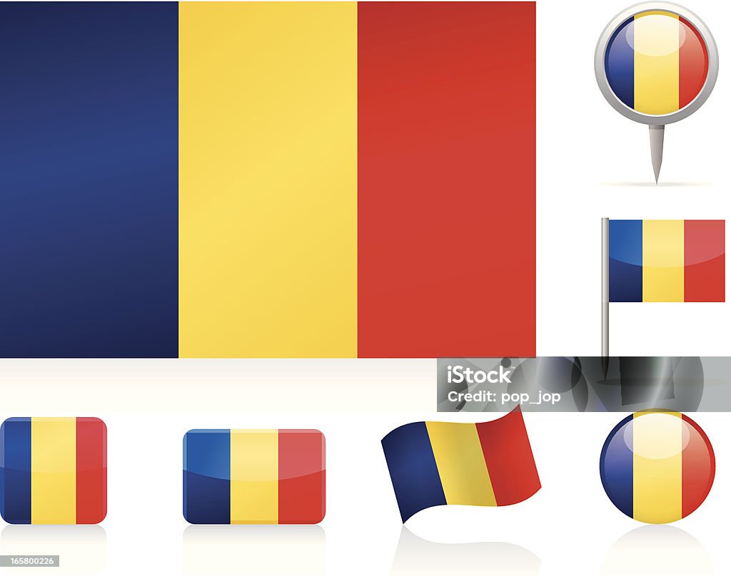 Flagi Rumunia-Zestaw ikon - Grafika wektorowa royalty-free (Błyszczący)