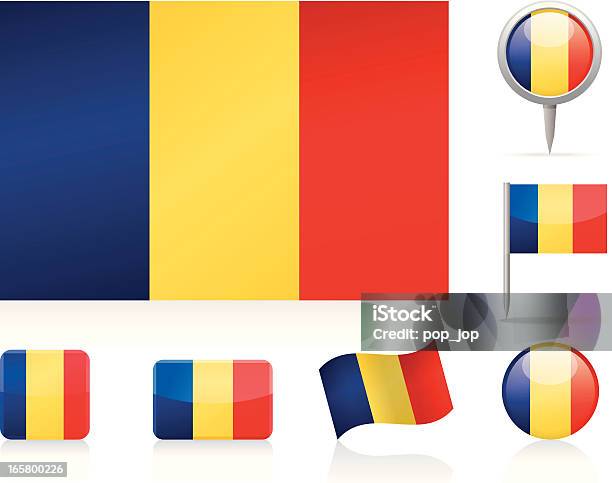 Флаги Румынияicon Set — стоковая векторная графика и другие изображения на тему Блестящий - Блестящий, Векторная графика, Волновой рисунок