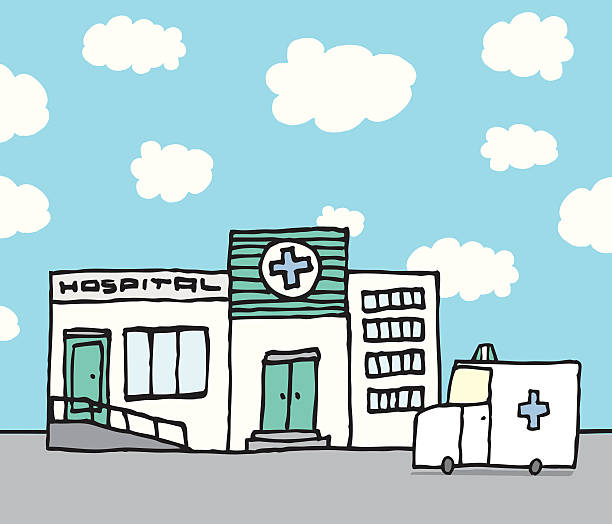 Hospital and ambulance vector art illustration