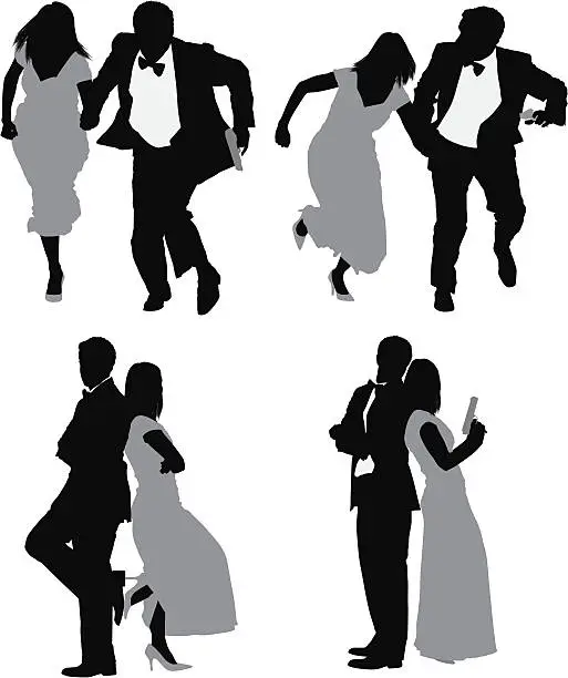 Vector illustration of Multiple images of a couple in different poses