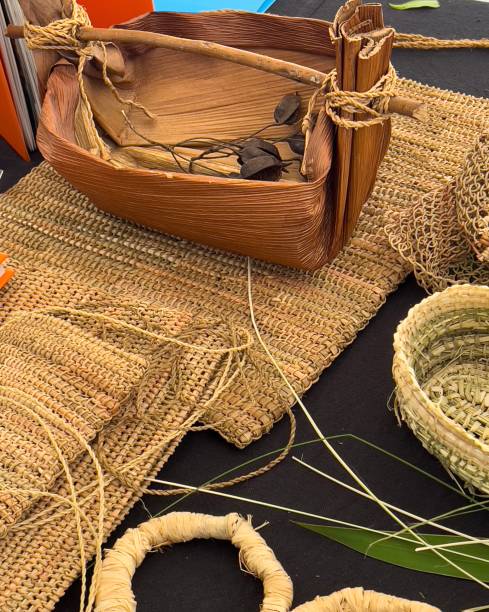 artigianato tradizionale australiano di fibre indigene - indigenous culture australia aborigine australian culture foto e immagini stock