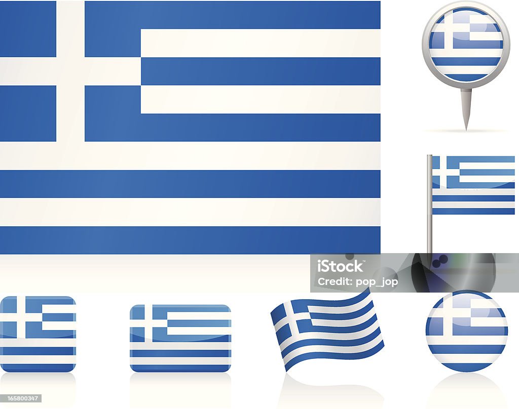 Banderas conjunto de iconos de Grecia - arte vectorial de Bandera Griega libre de derechos
