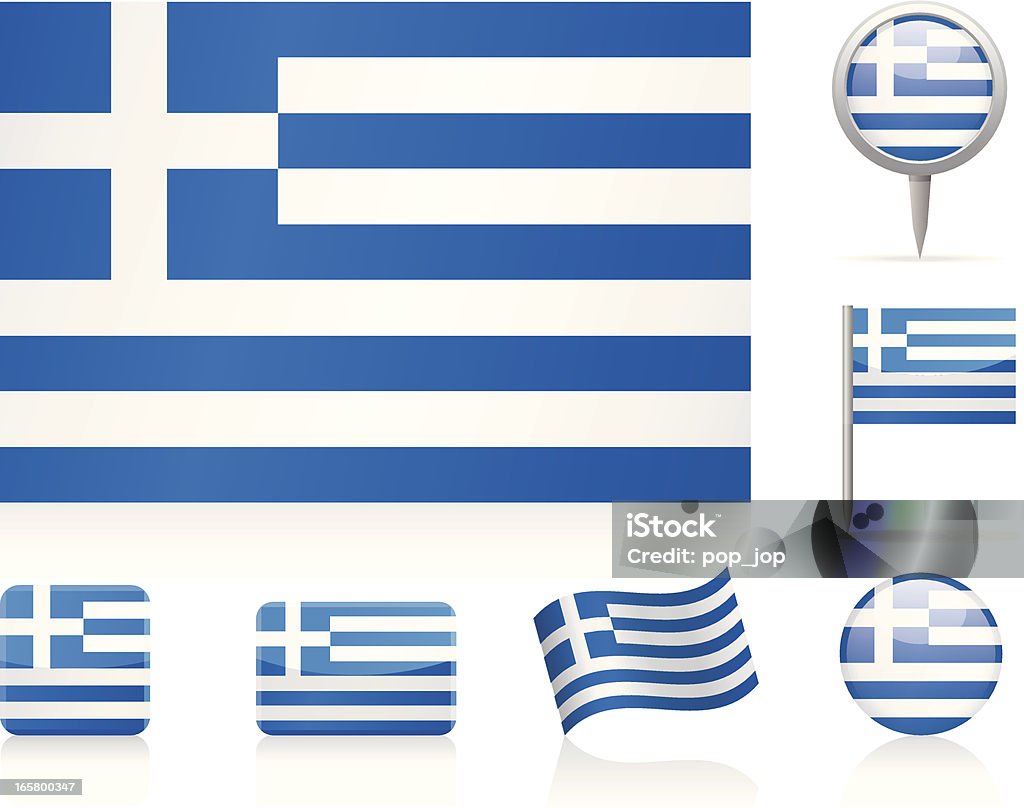 Drapeaux de la Grèce-icon set - clipart vectoriel de Drapeau grec libre de droits