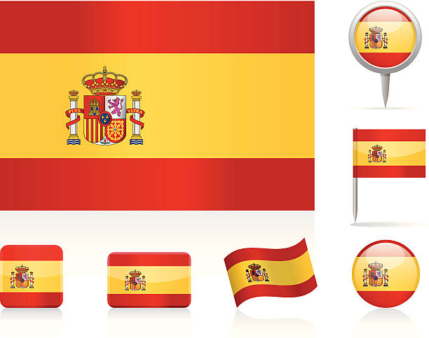 Flags of Spain - icon set Flags of Spain - icon set spanish flag stock illustrations