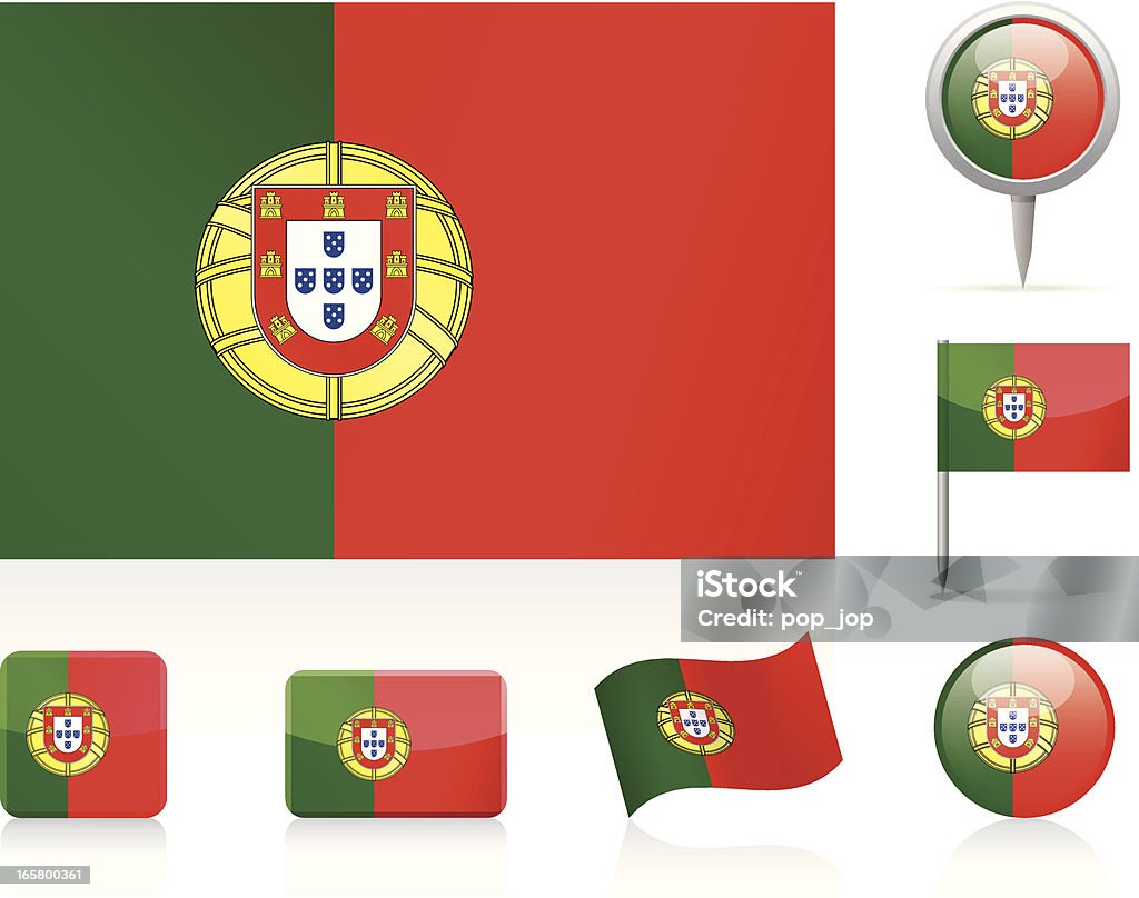 Banderas de Portugal-grupo de iconos - arte vectorial de Bandera libre de derechos