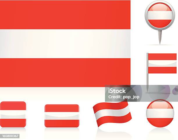 Bandiera Dellaustriaicona Set - Immagini vettoriali stock e altre immagini di Austria - Austria, Bandiera, Bandiera dell'Austria