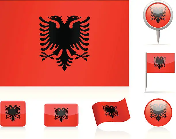 Vector illustration of Flags of Albania - icon set
