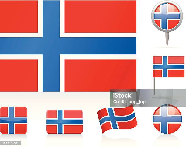 Bandeiras Da Noruegaconjunto De Ícones - Arte vetorial de stock e mais imagens de Bandeira - Bandeira, Bandeira Nacional, Bandeira da Noruega