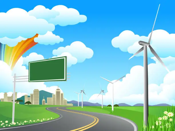 Vector illustration of Environment Friendly Wind Power