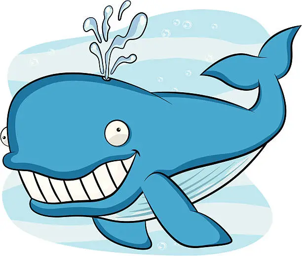 Vector illustration of Blue Whale Cartoon