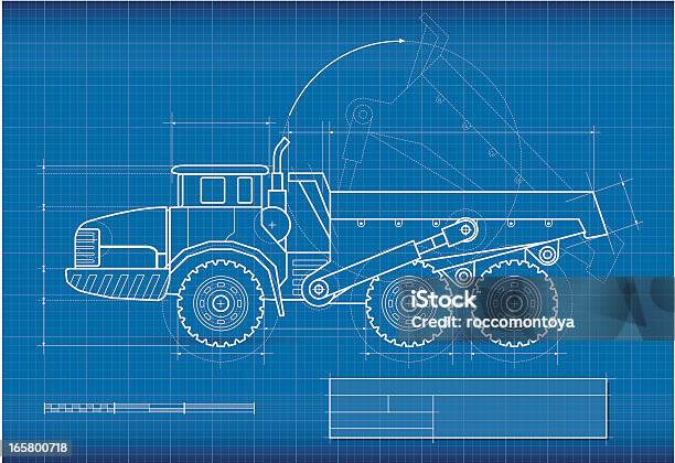 Blueprint Kipper Stock Vektor Art und mehr Bilder von Bergbau - Bergbau, Technische Zeichnung, Kipplaster