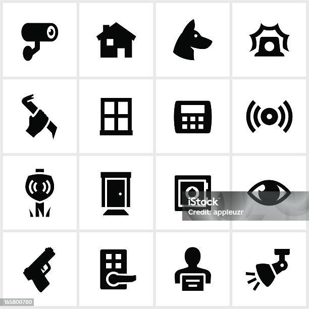 Black Home Security Icons Stock Illustration - Download Image Now - Icon Symbol, Window, Burglary