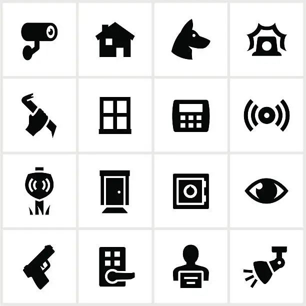 Vector illustration of Black Home Security Icons