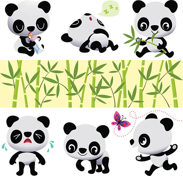 pandabären. - food cartoon vegetable running stock-grafiken, -clipart, -cartoons und -symbole