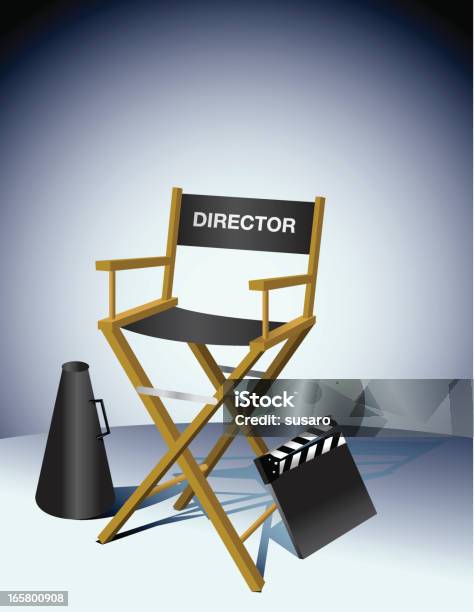 Director Chair Movie Slate Megaphone Stock Illustration - Download Image Now - Director, Chair, Motion