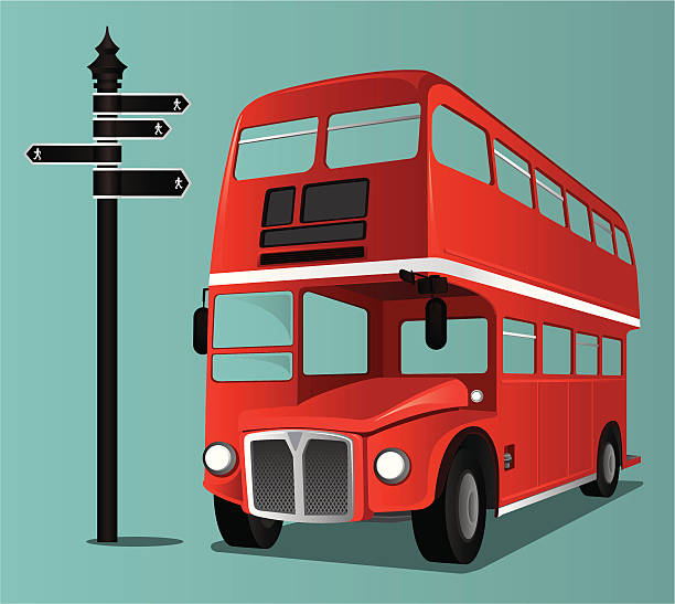 London Bus London Bus and Road Sign. Zip contains AI, Jpeg and PDF formats. double decker bus stock illustrations