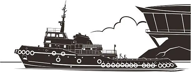 Vector illustration of Tugboat