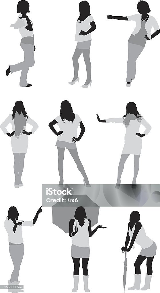 Multiple images of women in different action Multiple images of women in different actionhttp://www.twodozendesign.info/i/1.png Women stock vector