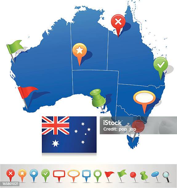 Vetores de Mapa Da Austrália Com Ícones De Navegação e mais imagens de Adelaide - Adelaide, Austrália, Austrália Ocidental