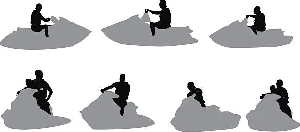 Vector illustration of People riding jet skis