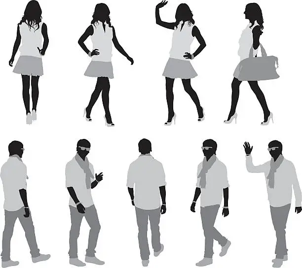 Vector illustration of Fashion models walking