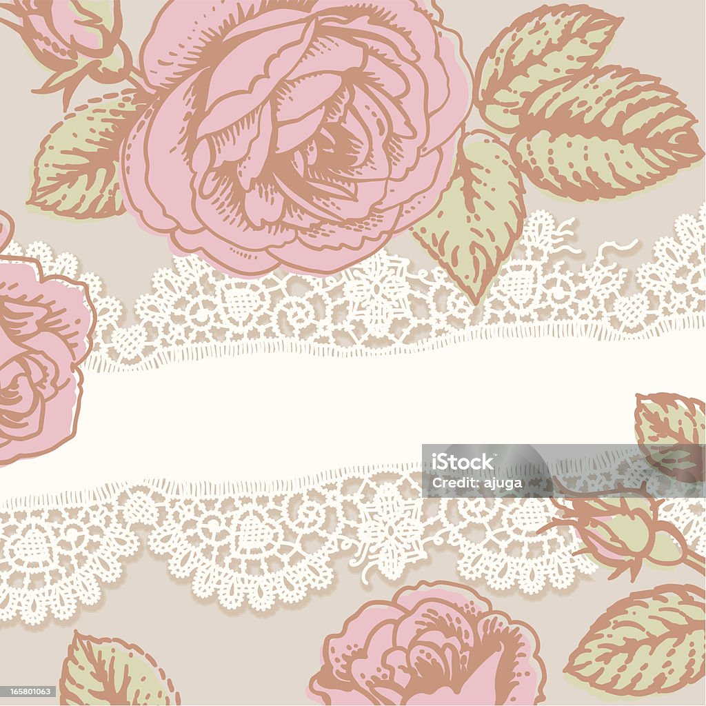 Dentelle blanche. Rose de Roses. Carte. - clipart vectoriel de Amour libre de droits