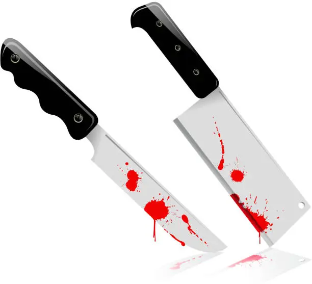 Vector illustration of bloody knife