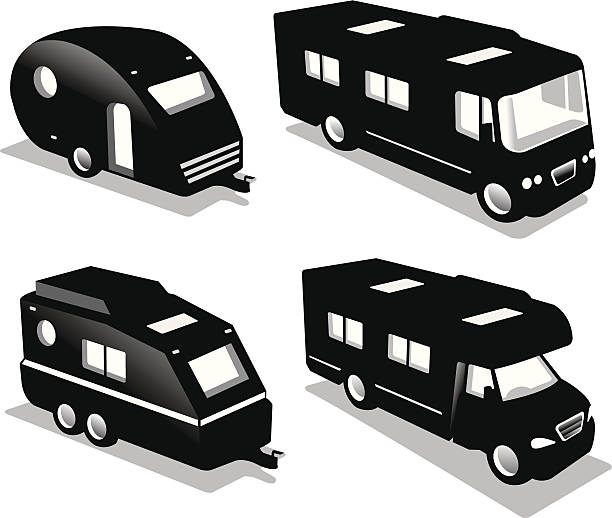 motor home collection - mobile home symbol computer icon motor home stock illustrations