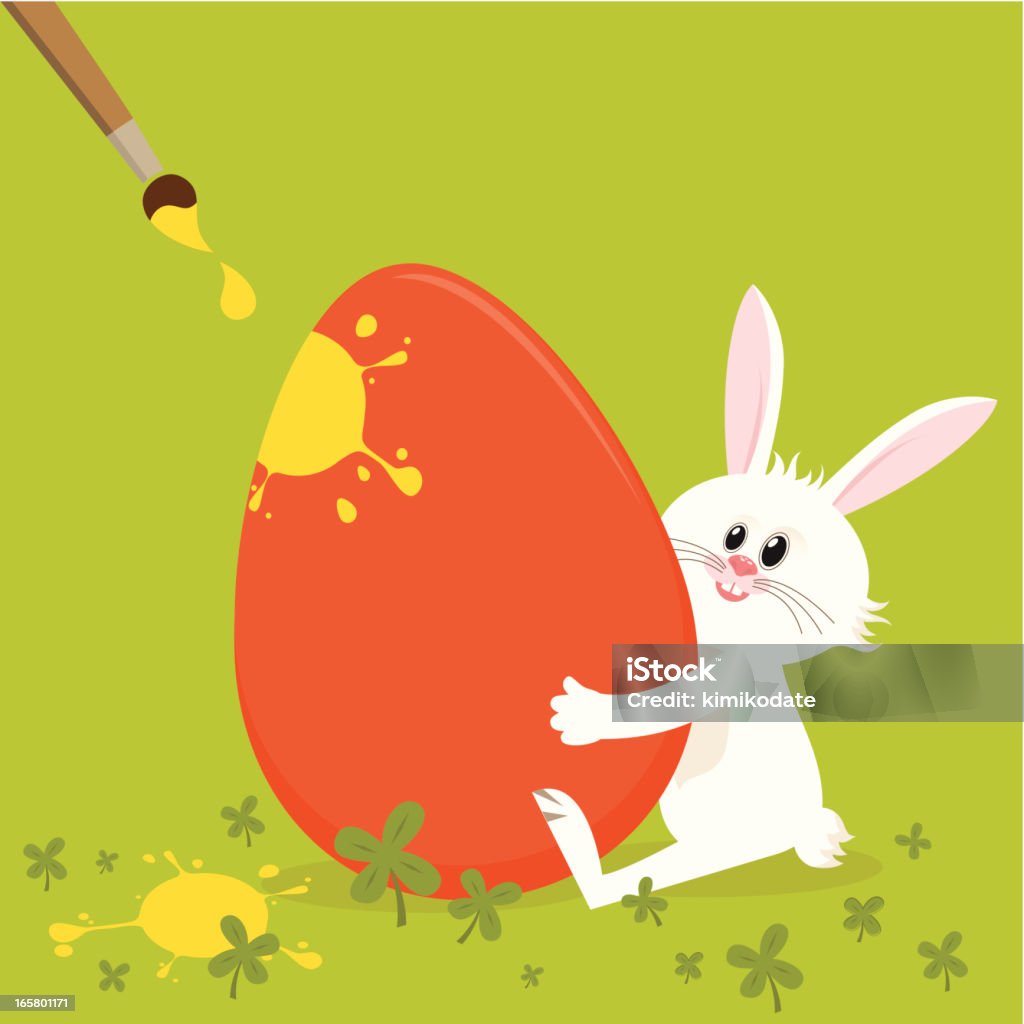 Easter bunny with painted egg Easter bunny with egg. Animal Egg stock vector