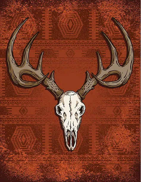 Vector illustration of Deer Skull Western