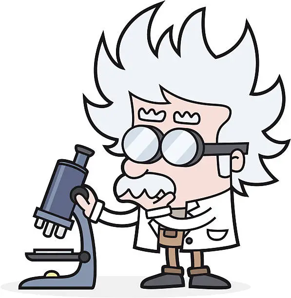 Vector illustration of Scientist with microscope