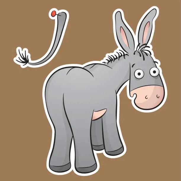 Vector illustration of Pin tail on the donkey