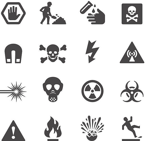 ilustrações de stock, clip art, desenhos animados e ícones de mobico ícones-e aviso de perigo - toxic waste vector biohazard symbol skull and crossbones
