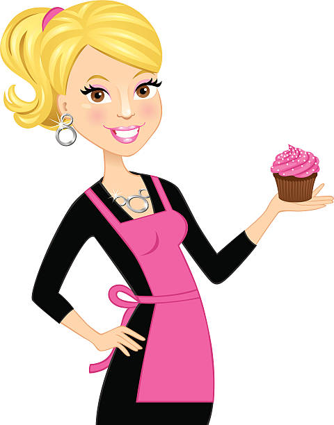 Blonde cupcake girl vector art illustration
