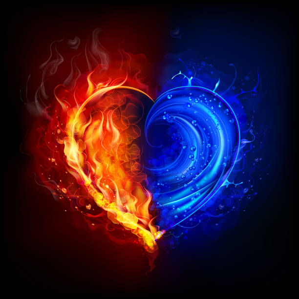Coeur en feu et l'eau - Illustration vectorielle