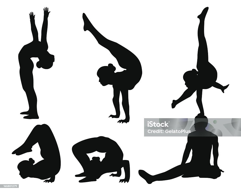 Acrobat Silhouette Collection A series of acrobat postures. Zip contains AI, PDF and hi-res Jpeg. Gymnastics stock vector