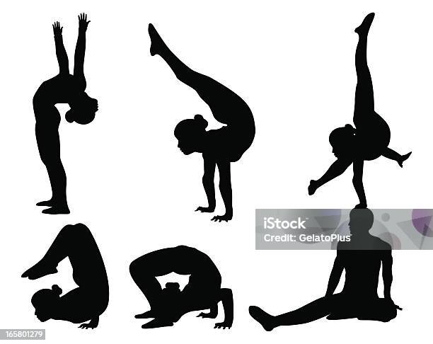 Acrobat Silhouette Collection Stock Illustration - Download Image Now - Gymnastics, In Silhouette, Vector