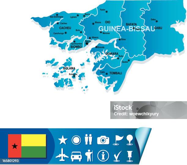 Гвинеябисау Карта — стоковая векторная графика и другие изображения на тему Африка - Африка, Без людей, Векторная графика