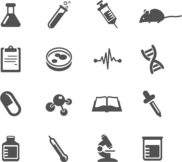 illustrations, cliparts, dessins animés et icônes de recherche médicale symboles - laboratoire