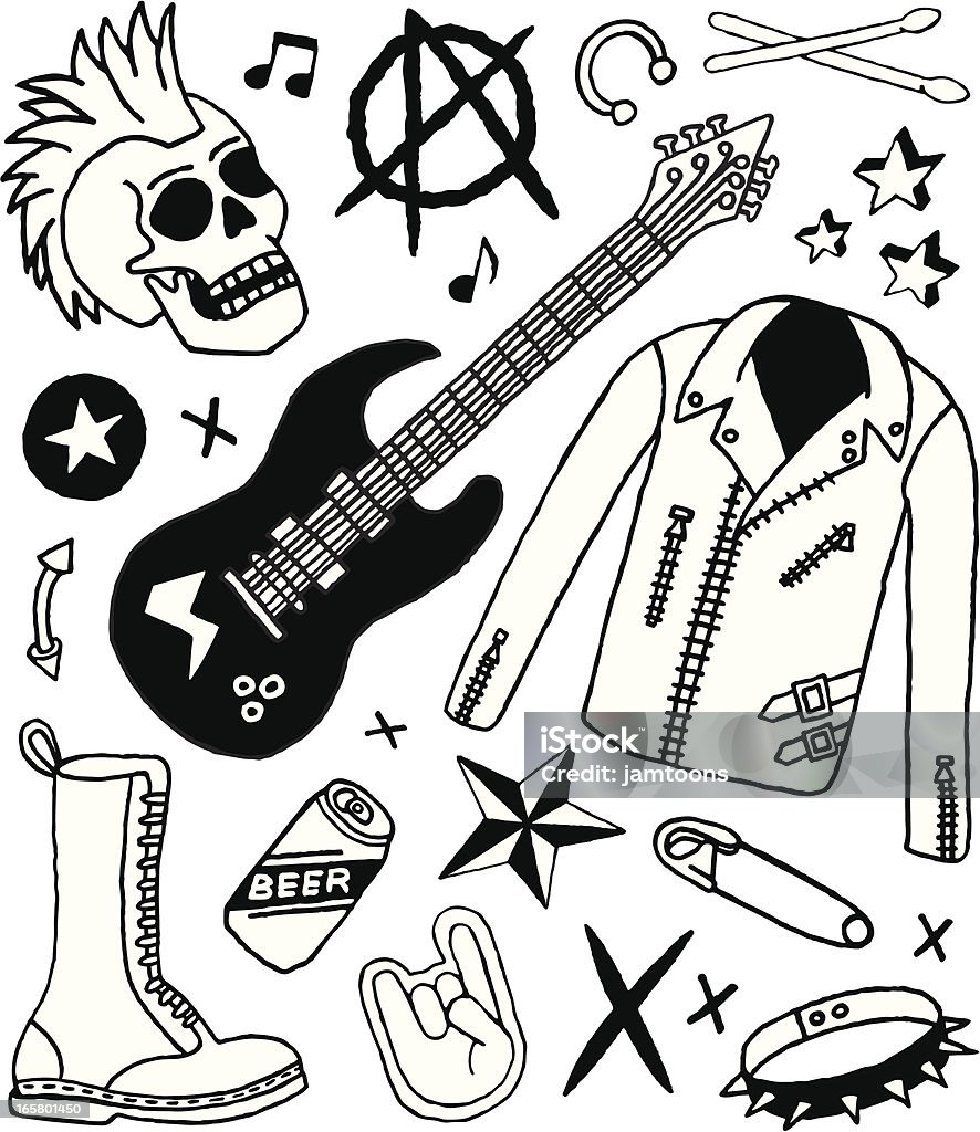 Punk Rock Doodles A punk rock doodle page. Punk - Person stock vector
