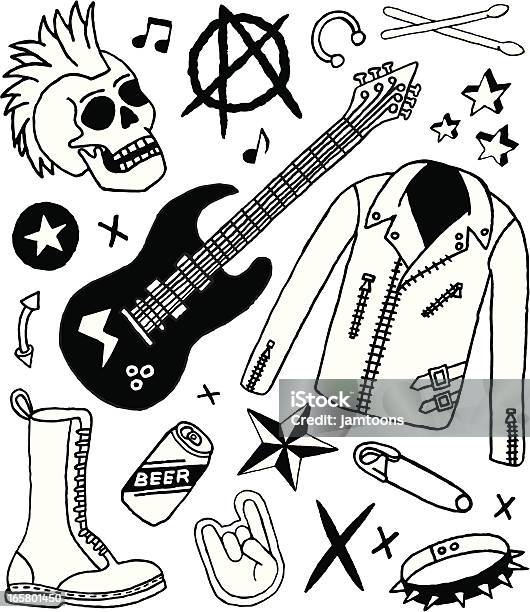 Punk Rock Doodles Stock Illustration - Download Image Now - Punk - Person, Doodle, Beer - Alcohol