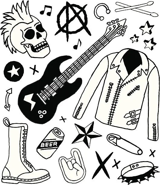Vector illustration of Punk Rock Doodles