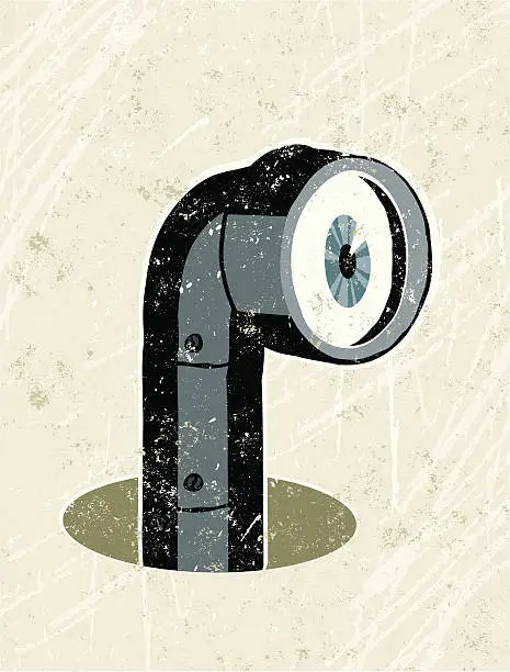 Vector illustration of Periscope Peering Out of a hole