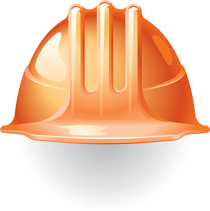 Orange construction helmet isolated on white.