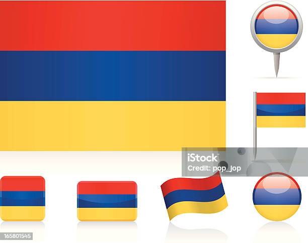 Bandiere Di Armeniaicona Set - Immagini vettoriali stock e altre immagini di Armenia - Paese - Armenia - Paese, Bandiera, Bandiera armena