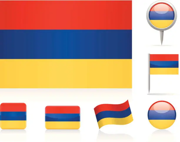 Vector illustration of Flags of Armenia - icon set