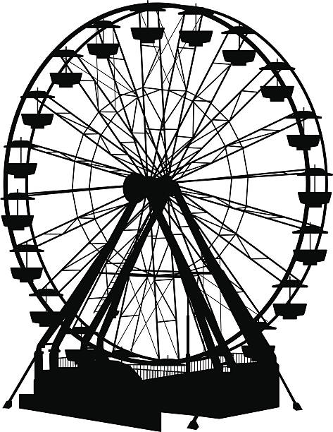 Ferris Wheel Detailed Ferris Wheel silhouette. big wheel stock illustrations