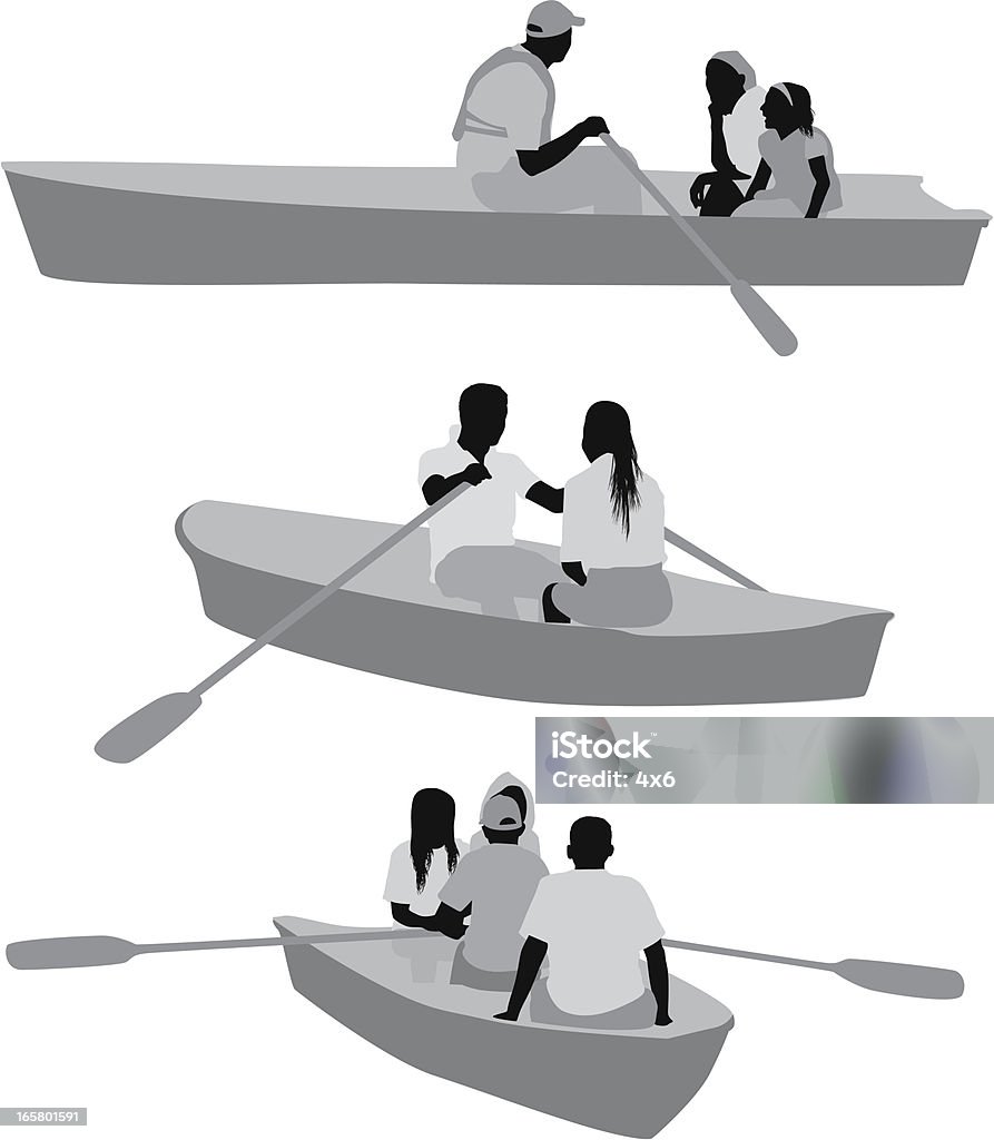 Silhouette of people rowing boats Silhouette of people rowing boatshttp://www.twodozendesign.info/i/1.png Rear View stock vector