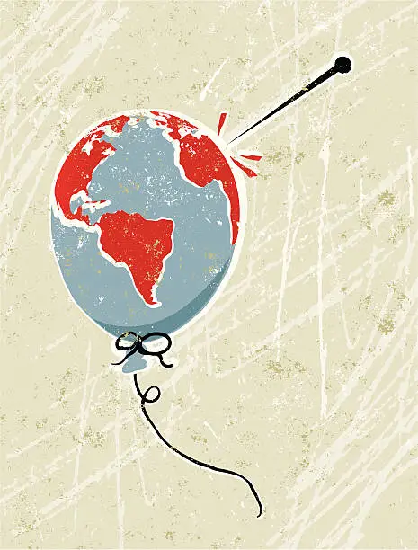 Vector illustration of Balloon shaped World Globe and Pin