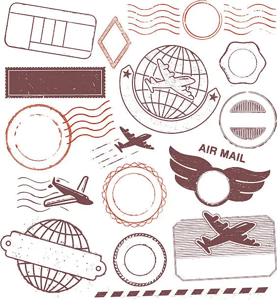 Vector illustration of Vintage Postal Rubber Stamps and Seals